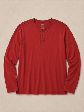 Croft & Barrow Men’s Long Sleeve Henley Tee | Red | XLT